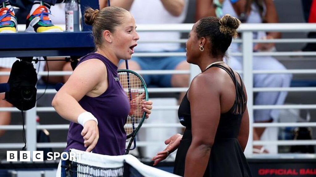 Jelena Ostapenko (left) had a row with Taylor Townsend (right) after the pair's match on Wednesday