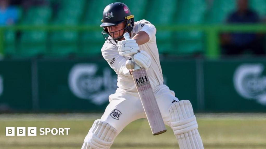 Graeme van Buuren plays a shot during his innings for Gloucestershire against Leicestershire