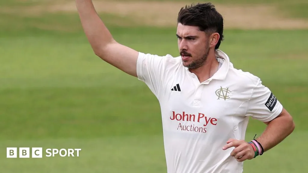 Josh Tongue celebrates wicket