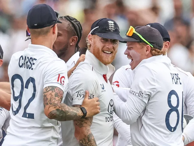 England celebrating taking an India wicket on July 14, 2025.