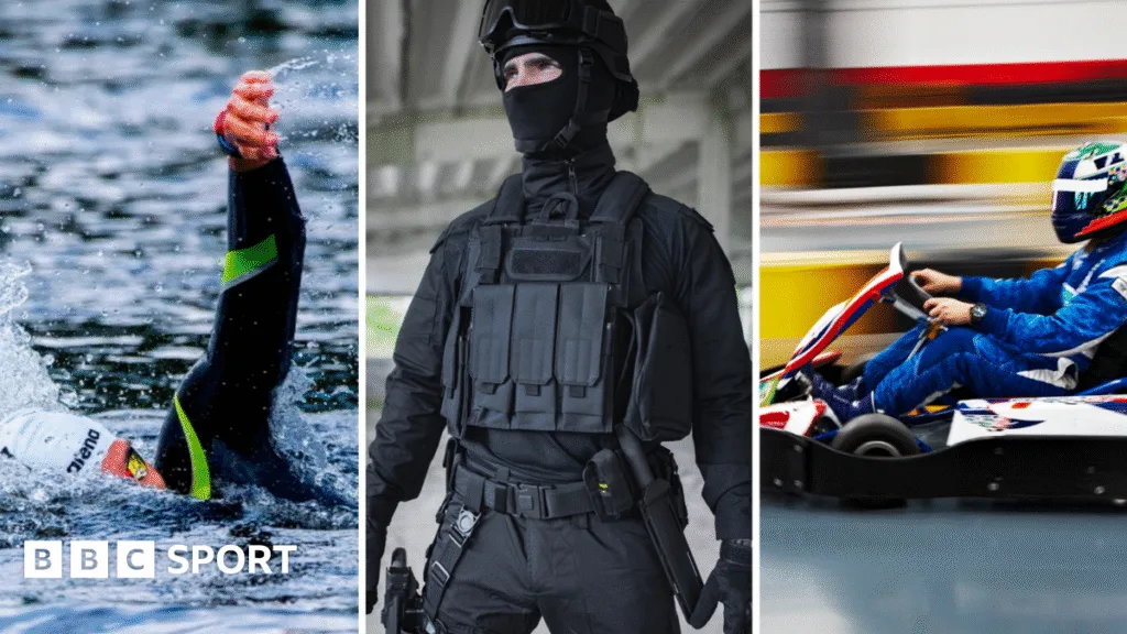 Open water swimming, SAS soldier & go-kart