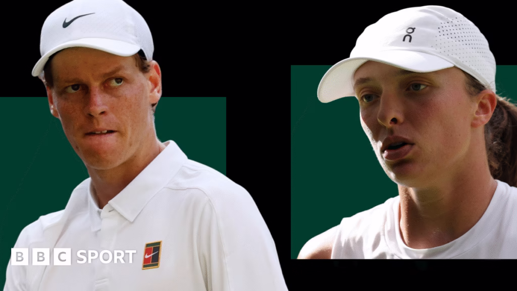 Jannik Sinner with the Wimbledon men