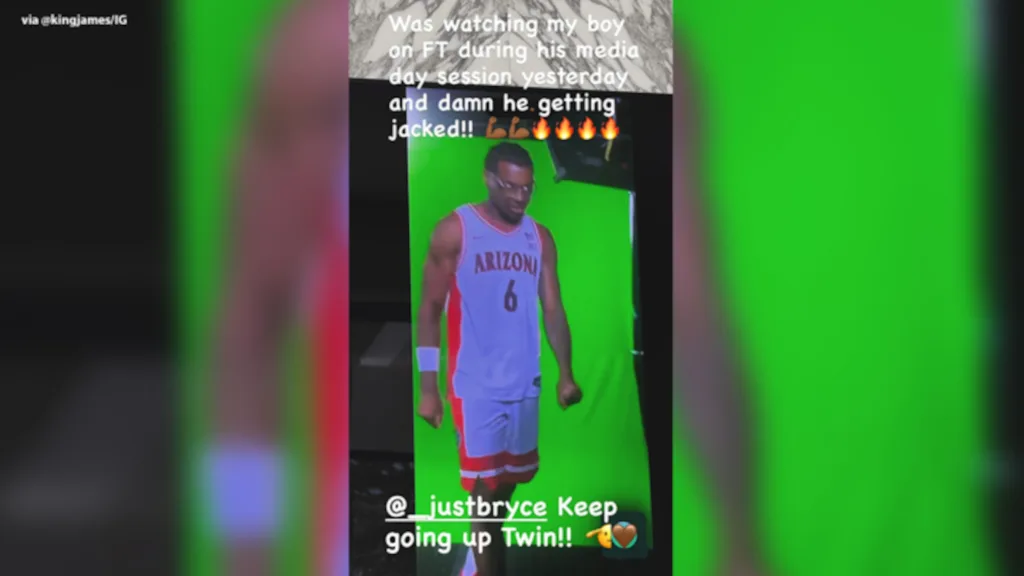 LeBron James Shouts out Son Bryce in Photo Before CBB Season, 'Damn He Getting Jacked'