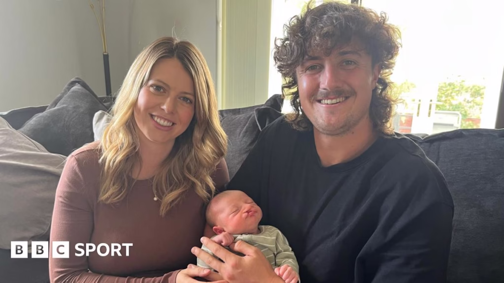 Melissa Avison and Tom Kohler-Cadmore hold their baby son Dougie