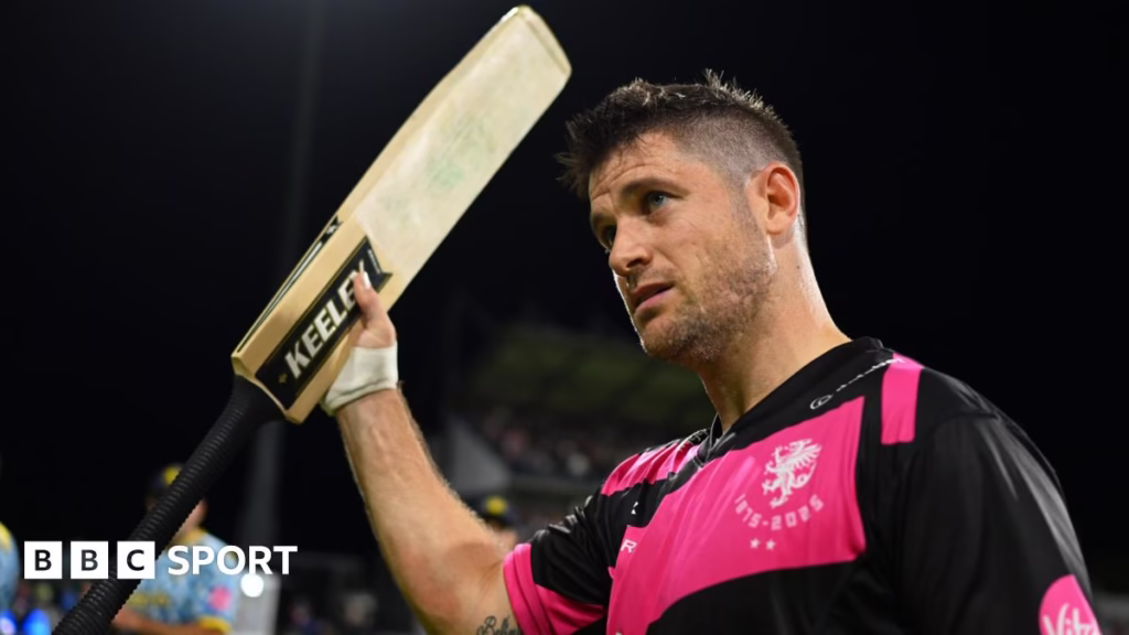 Sean Dickson celebrates with Somerset
