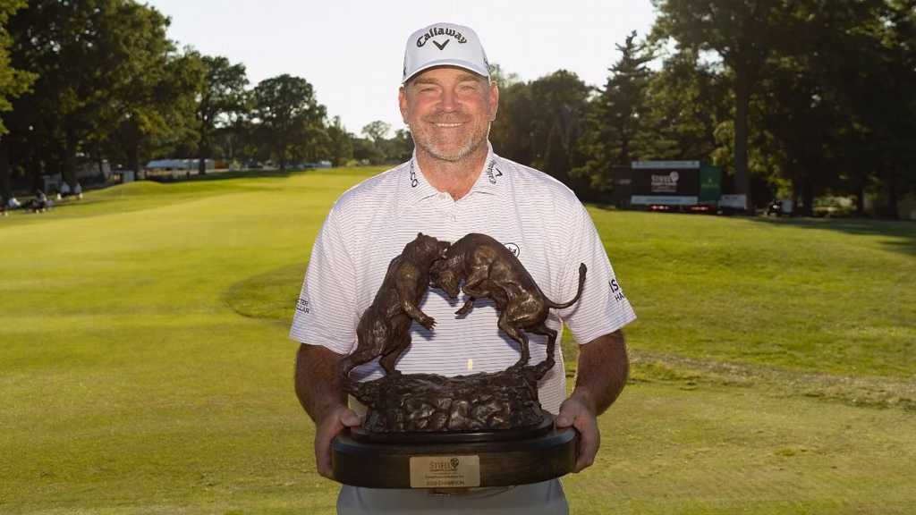 Thomas Bjorn sinks 35-foot putt to win PGA Tour Champions event